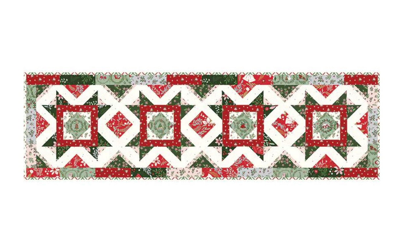 Riley Blake - A Little Christmas Mistletoe and Holly Table Runner Quilt Kit by Beverly McCullough KT-16400