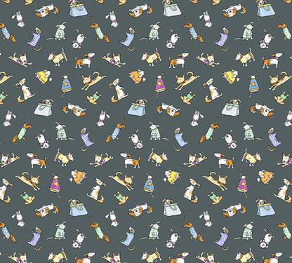 Clothworks - A Day In The Park - Dark Gray Y3878-7 - Fabric by the half yard