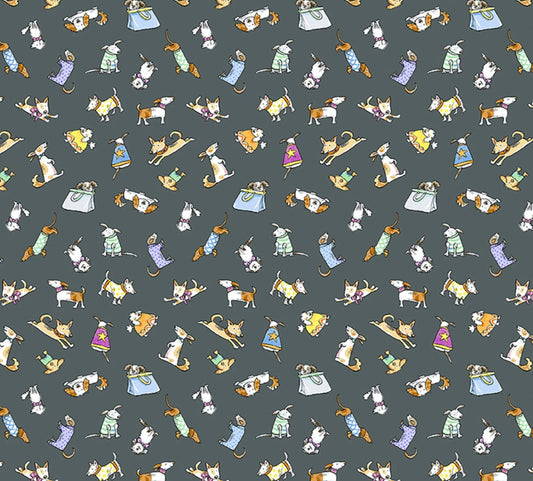 Clothworks - A Day In The Park - Dark Gray Y3878-7 - Fabric by the half yard