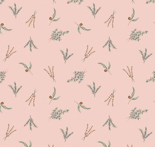 Riley Blake - Olive Grove - Herbs Pink - C16632-PINK - Quilting fabric by the half yard