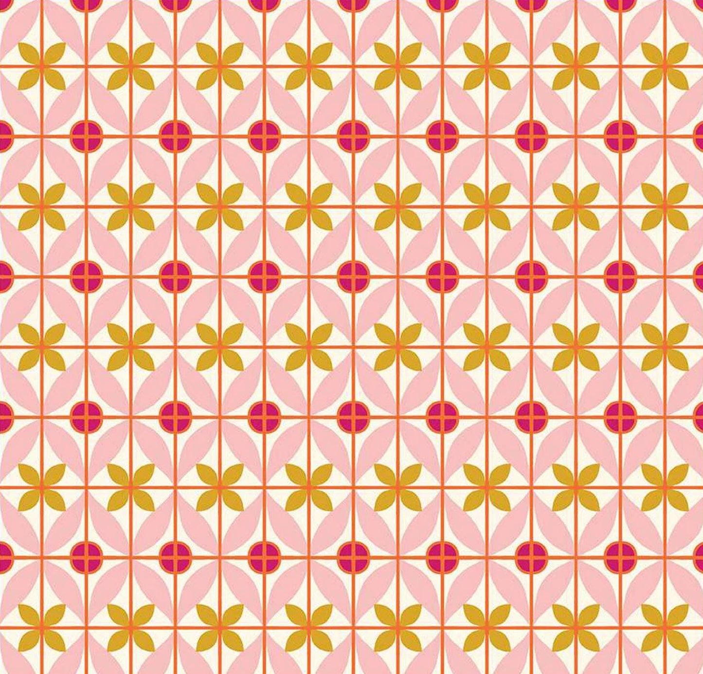 Riley Blake - Eden Tile - Cream Pink - C12922 Geometric Quilting Cotton by the HALF Yard