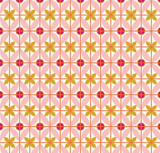 Riley Blake - Eden Tile - Cream Pink - C12922 Geometric Quilting Cotton by the HALF Yard
