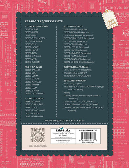 Lori Holt Just My Type Quilt Pattern - Pattern Only