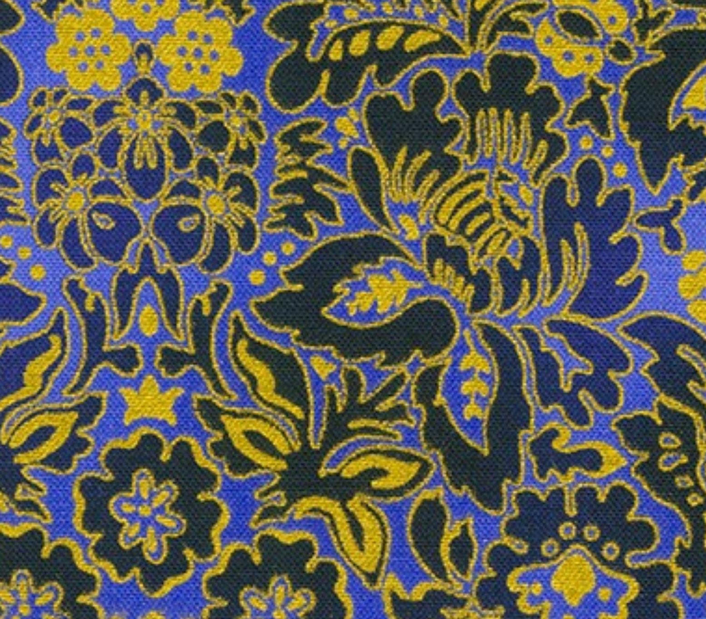 Studio RK Fabrics - Floral Damask -Lapis Gold Metallic - Fabric by the half yard