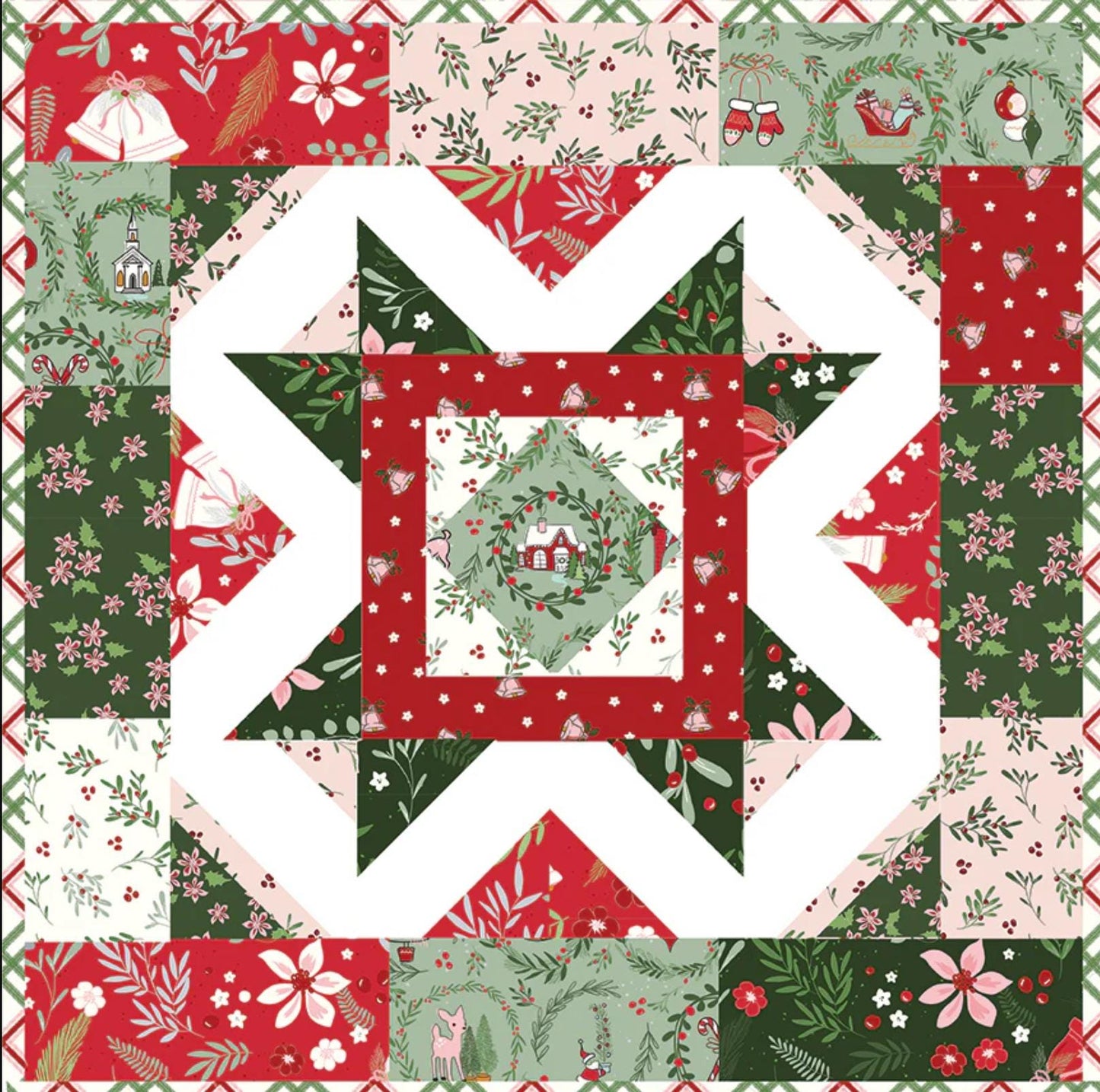 Riley Blake - A Little Christmas Mistletoe and Holly Table Runner Quilt Kit by Beverly McCullough KT-16400
