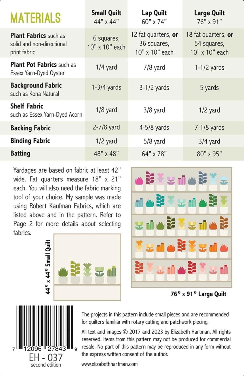 Greenhouse Quilt Pattern - Elizabeth Hartman - Physical Paper Pattern