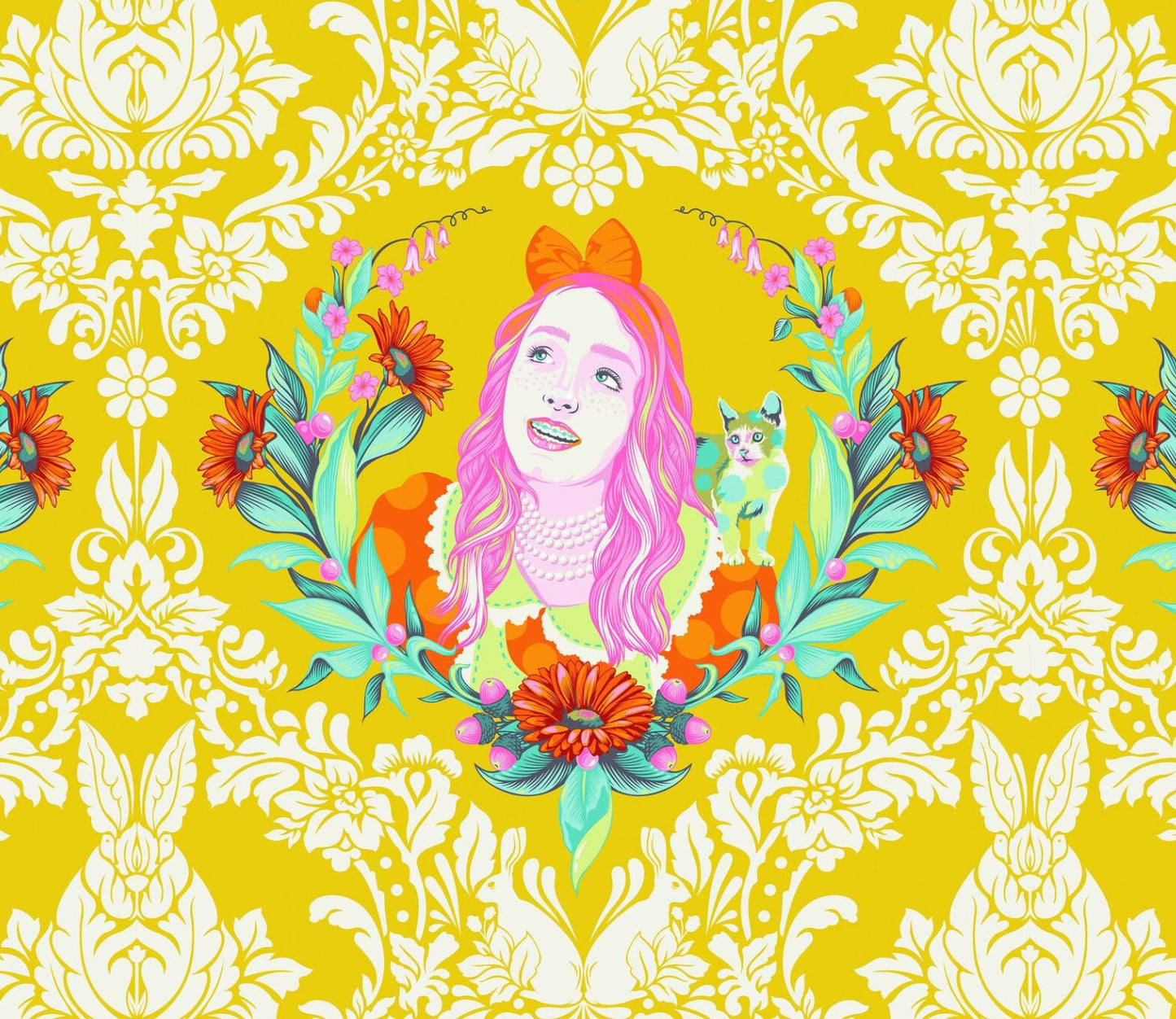 Tula Pink - Free Spirit - Curiouser and Curiouser - Alice Sugar - Yellow - Fabric by the half yard