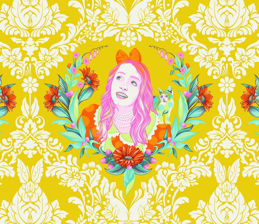 Tula Pink - Free Spirit - Curiouser and Curiouser - Alice Sugar - Yellow - Fabric by the half yard