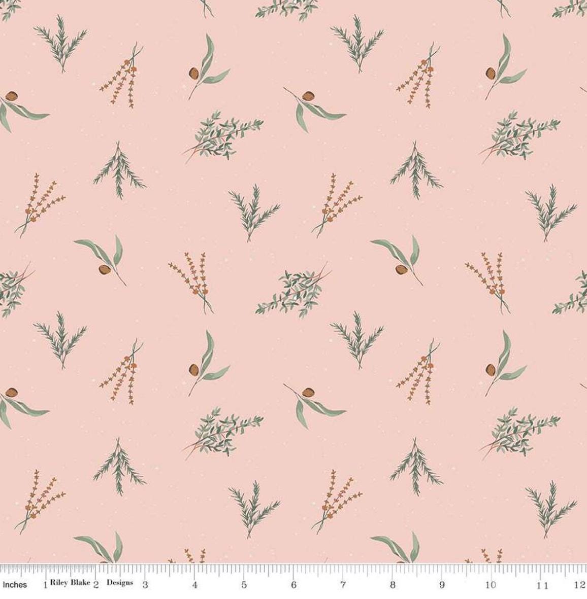 Riley Blake - Olive Grove - Herbs Pink - C16632-PINK - Quilting fabric by the half yard