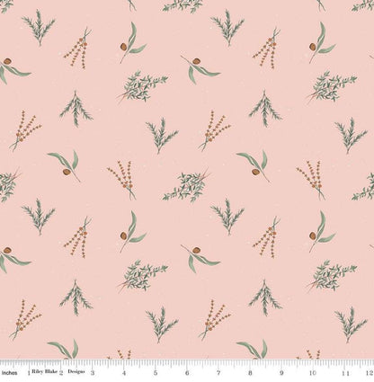 Riley Blake - Olive Grove - Herbs Pink - C16632-PINK - Quilting fabric by the half yard