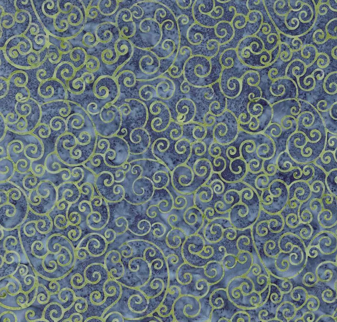 Riley Blake - Expressions Batiks Radiant Flourish Denim Bijou - Hand Dyed Batik Quilting fabric by the half yard BT23383-305