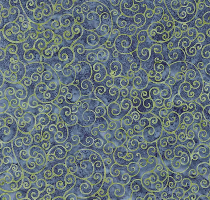 Riley Blake - Expressions Batiks Radiant Flourish Denim Bijou - Hand Dyed Batik Quilting fabric by the half yard BT23383-305