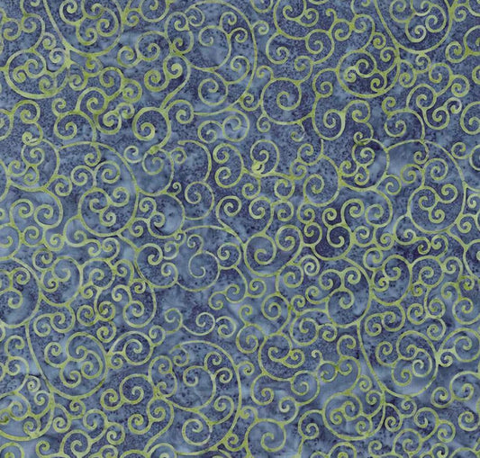 Riley Blake - Expressions Batiks Radiant Flourish Denim Bijou - Hand Dyed Batik Quilting fabric by the half yard BT23383-305