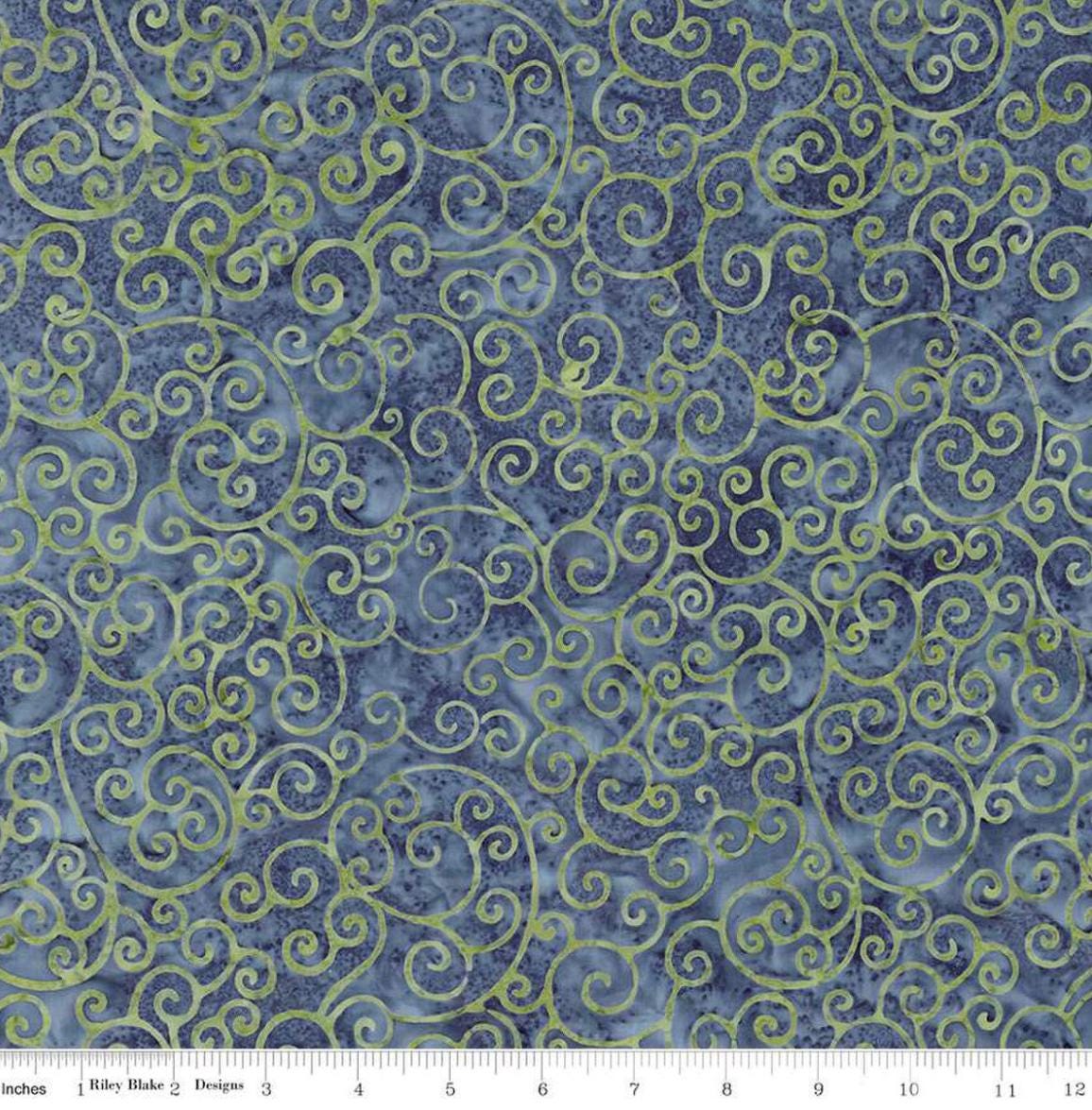 Riley Blake - Expressions Batiks Radiant Flourish Denim Bijou - Hand Dyed Batik Quilting fabric by the half yard BT23383-305