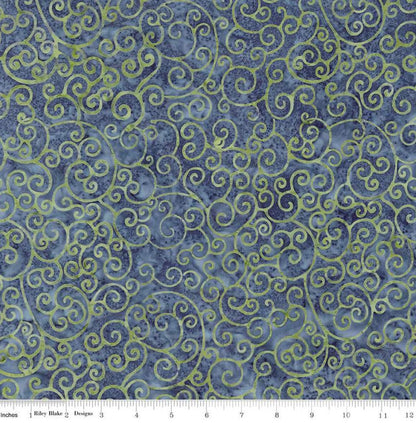 Riley Blake - Expressions Batiks Radiant Flourish Denim Bijou - Hand Dyed Batik Quilting fabric by the half yard BT23383-305
