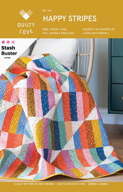 Happy Stripes by Quilty Love - Printed Paper Pattern