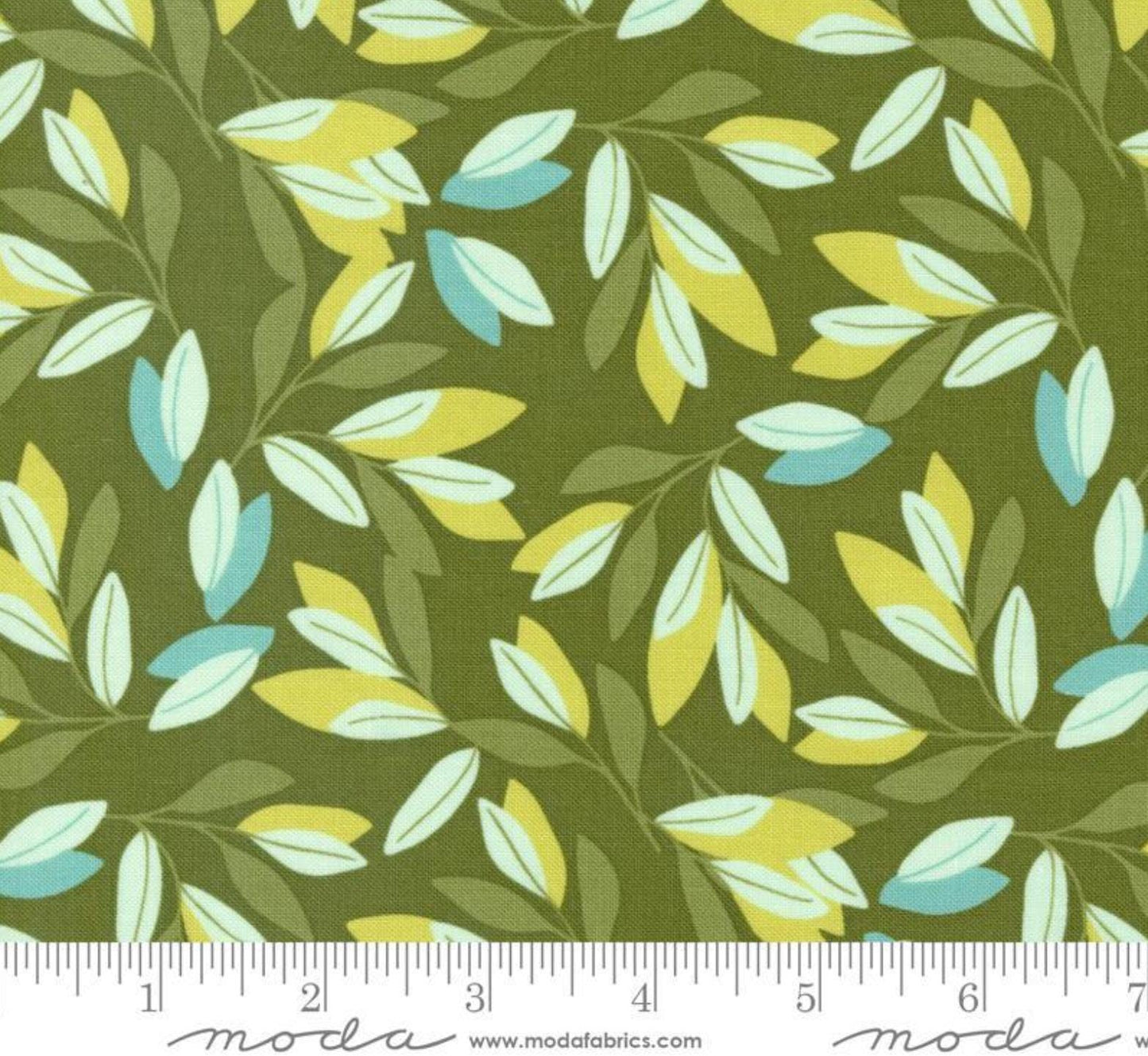 Moda - Willow - Leaves - Green - by 1 Canoe 2 - Fabric by the Half Yard