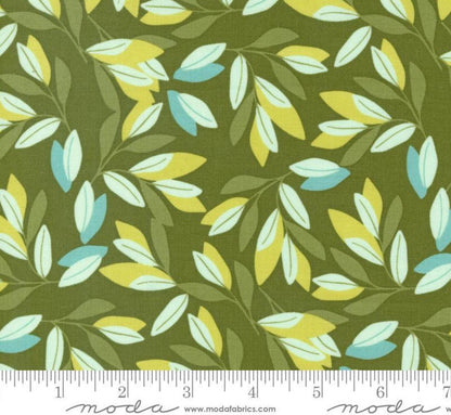 Moda - Willow - Leaves - Green - by 1 Canoe 2 - Fabric by the Half Yard