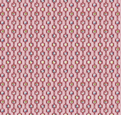 Free Spirit - Georgia Blue - Ruby Red Geometric - Fabric by the half yard