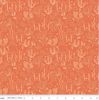 Riley Blake - Hoist the Sails - Treasure Chests Orange Pirate Quilting Cotton Fabric by the HALF Yard