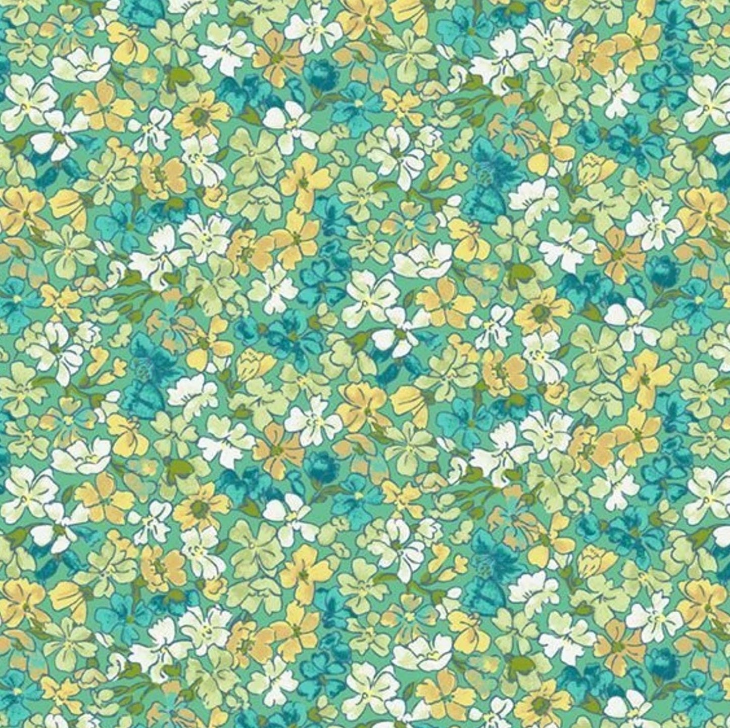 Marcus Fabrics - Greenhouse Garden - Aqua Flora - Fabric by the half yard