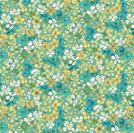 Marcus Fabrics - Greenhouse Garden - Aqua Flora - Fabric by the half yard