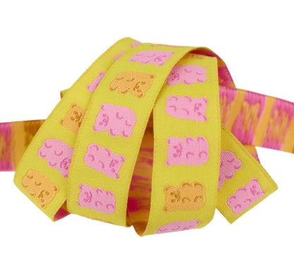 Ruby Star Society - Gummy Bears 7/8" Wide Jacquard Ribbon in Citron by Kimberly Kight for Renaissance Ribbon - By the HALF Yard