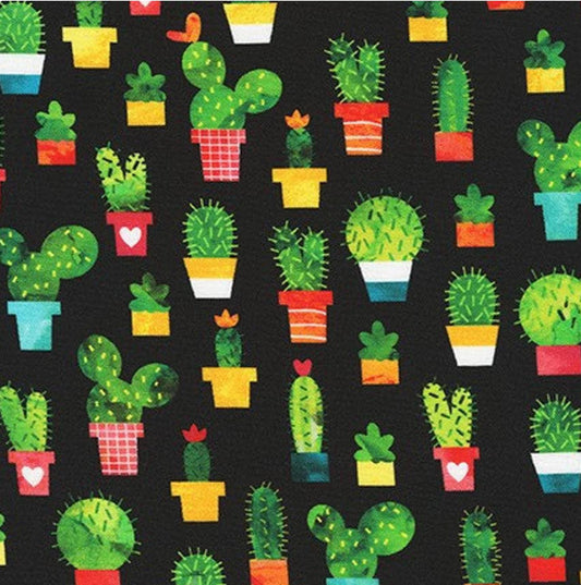 Robert Kaufman - Chili Smiles - Potted Cactus by Anne Kelle - Fabric by the half yard