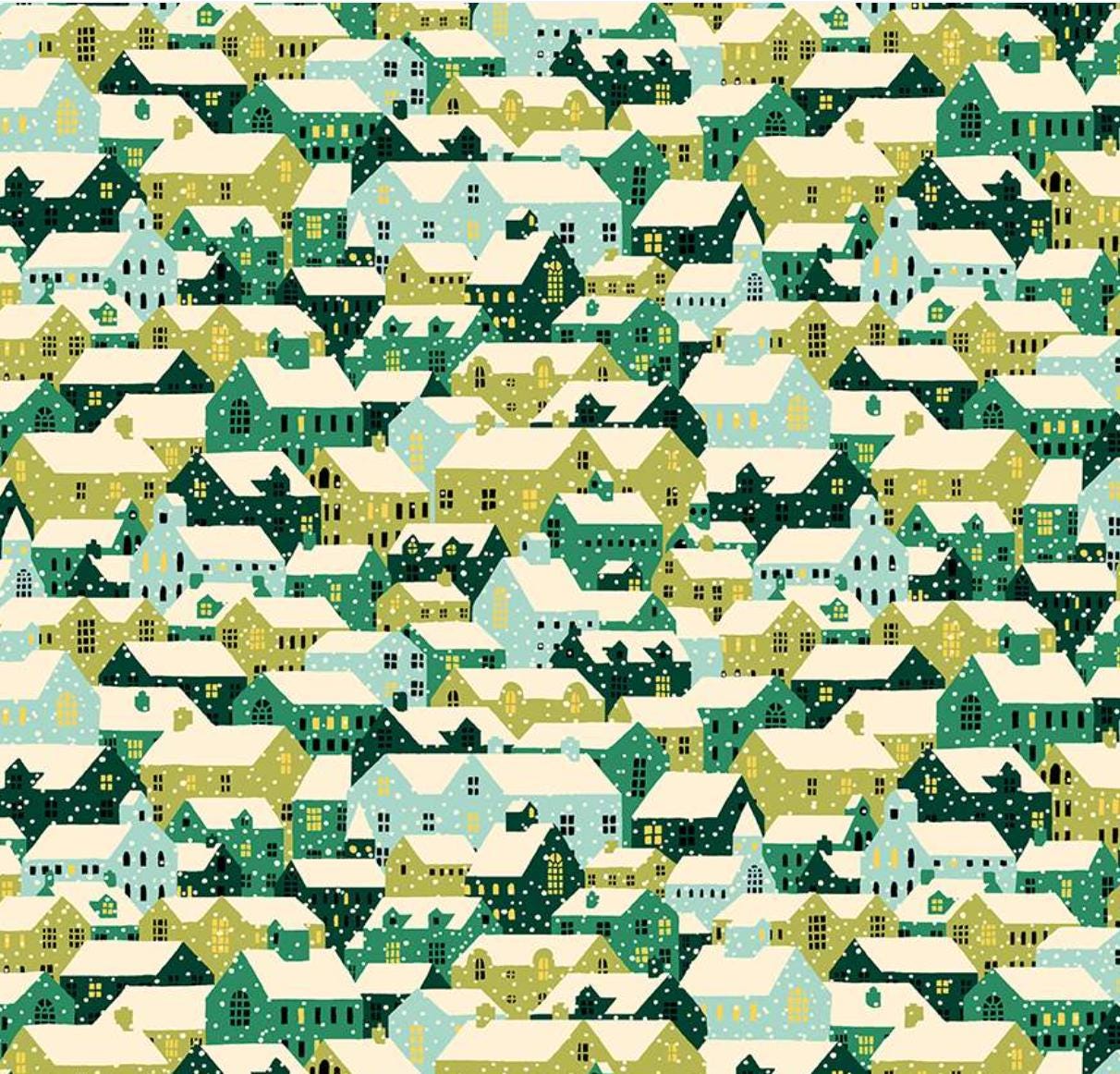 Liberty Fabrics - Festive Fair - Snowy Rooftops - A - 100% Quilting Cotton Fabric by the half yard
