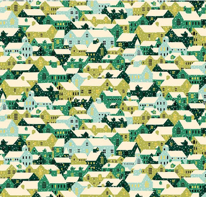 Liberty Fabrics - Festive Fair - Snowy Rooftops - A - 100% Quilting Cotton Fabric by the half yard
