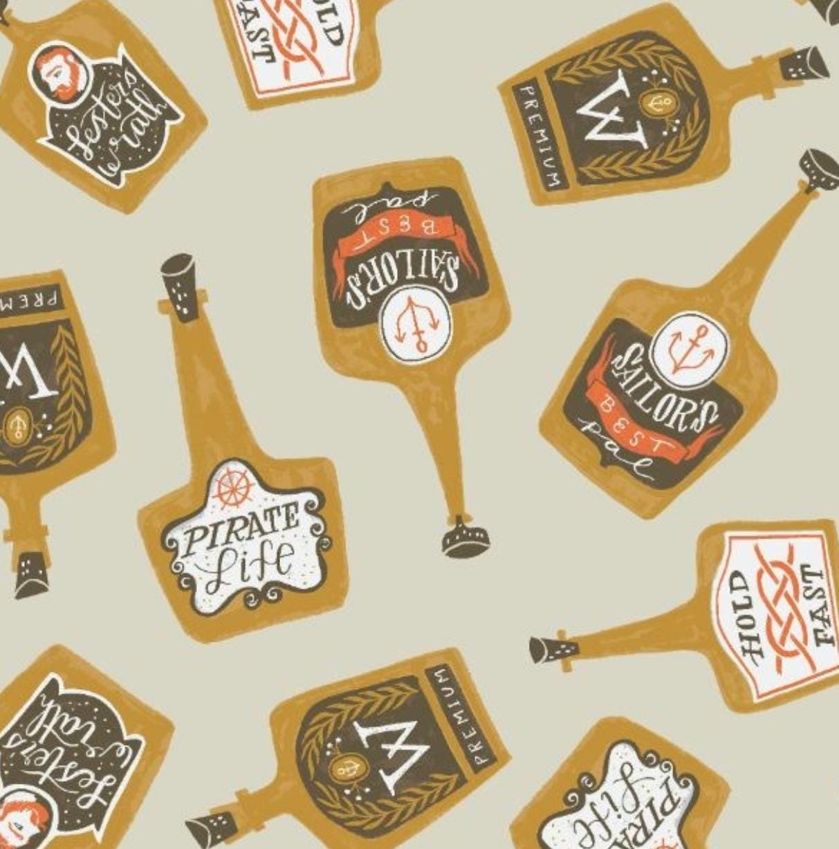 Dear Stella - Sink Or Swim - Whiskey Bottles - 100% Quilting Cotton by the HALF YARD - STELLA-SRR1473