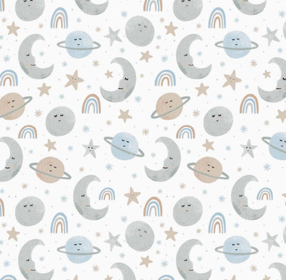Camelot Fabrics - Love You To The Moon - Light Blue - Flannel fabric by the half yard