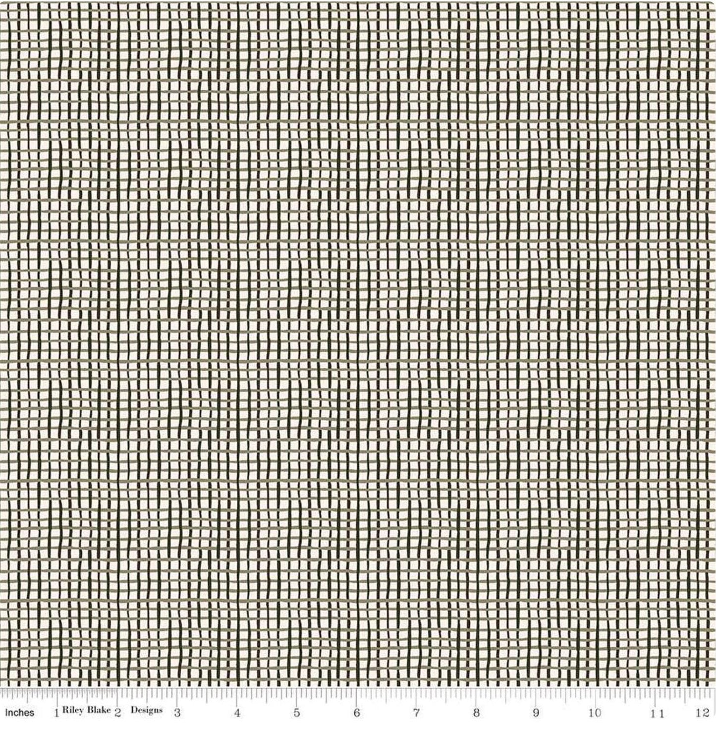 Riley Blake - Wonky Gingham - Cream Olive - Quilting Cotton by the half yard