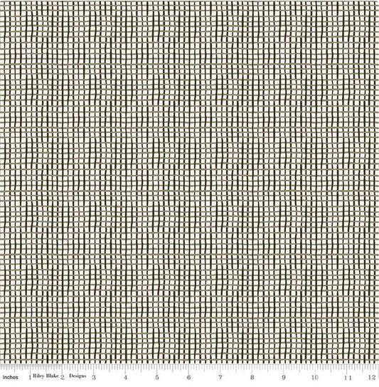 Riley Blake - Wonky Gingham - Cream Olive - Quilting Cotton by the half yard