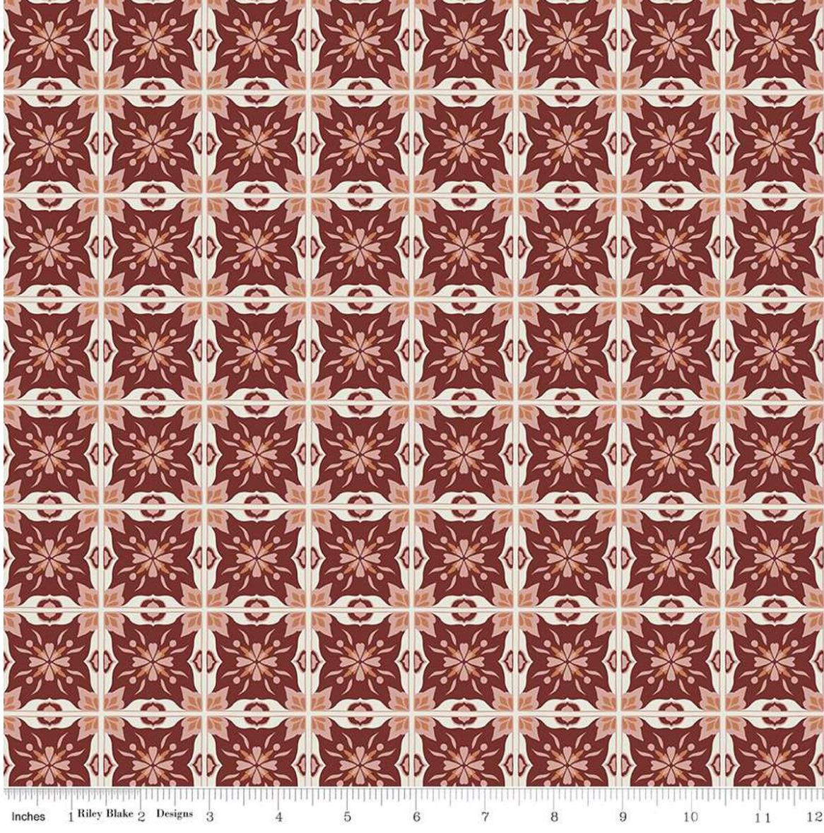 Riley Blake - Olive Grove - Mill Tiles - C16634-PLUM - Quilting fabric by the half yard
