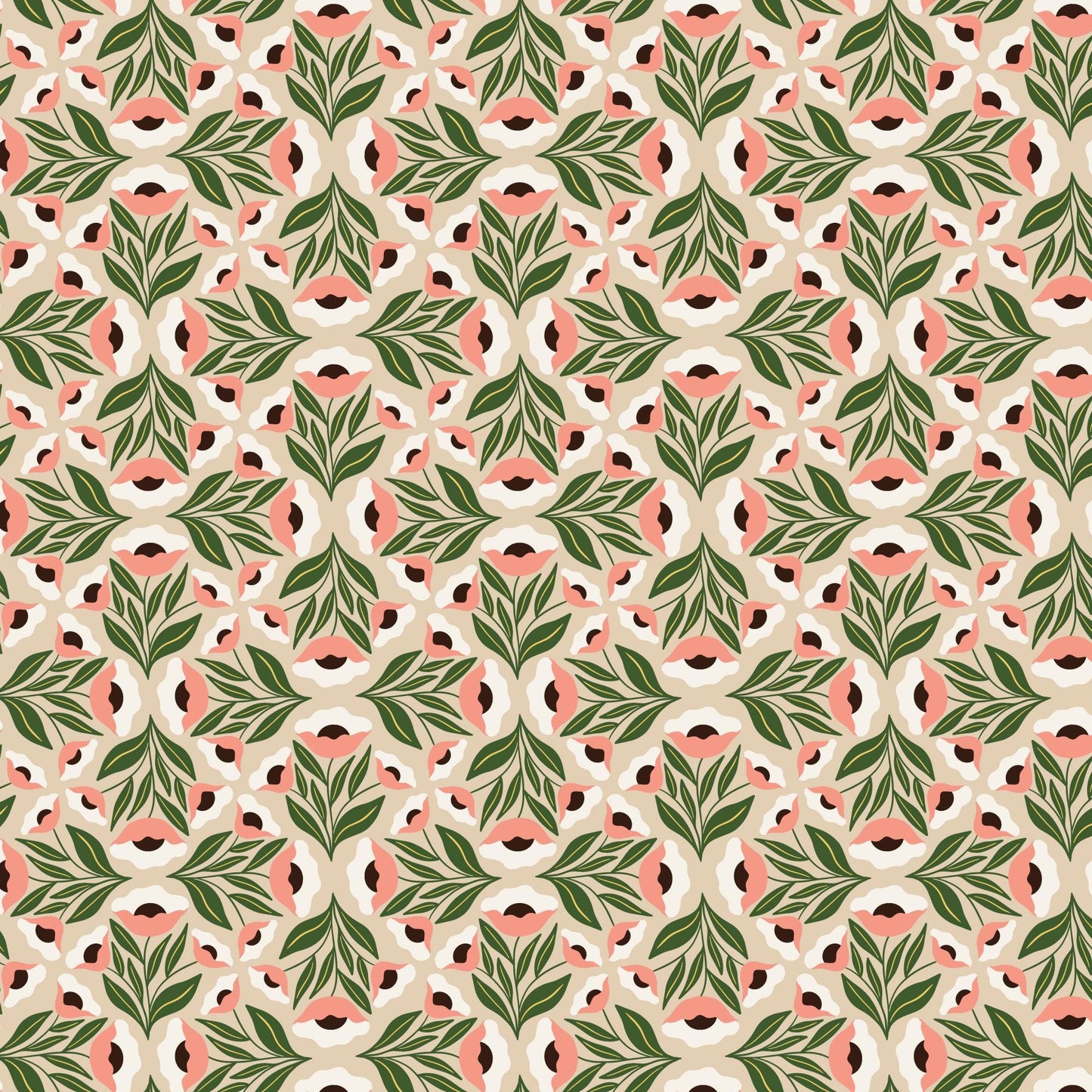 Cloud9 - Honey Garden - Florets - Tan by Juliana Tipton - 227778 - 100% Certified Organic Cotton by the half yard