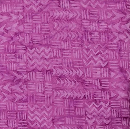 Batik Textiles - Fuchsia Batik - Geometric Arrows - Fabric by the half yard