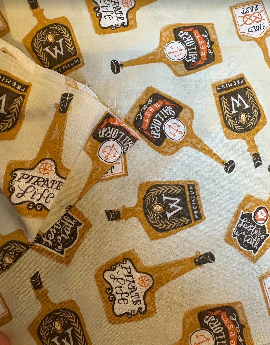 Dear Stella - Sink Or Swim - Whiskey Bottles - 100% Quilting Cotton by the HALF YARD - STELLA-SRR1473