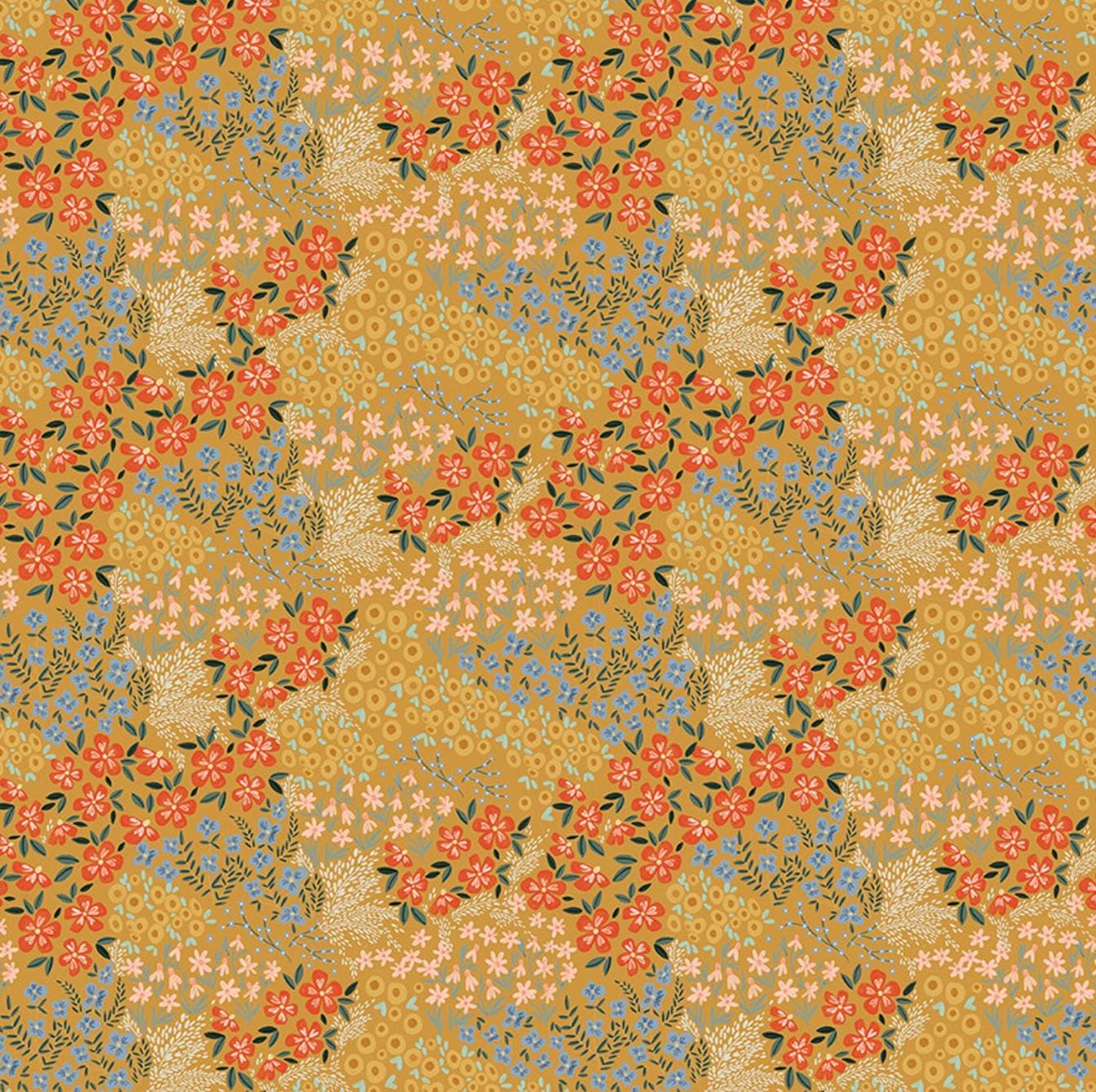 Riley Blake - Farmhouse Summer -  Floral - Gold by Echo Park Paper Co - C13632-GOLD - Fabric by the half yard