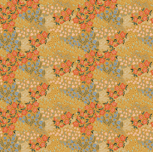 Riley Blake - Farmhouse Summer -  Floral - Gold by Echo Park Paper Co - C13632-GOLD - Fabric by the half yard