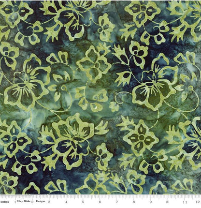 Riley Blake - Expressions Batiks Radiant Flourish Rainstorm - Hand Dyed Batik Quilting fabric by the half yard BT23381-308