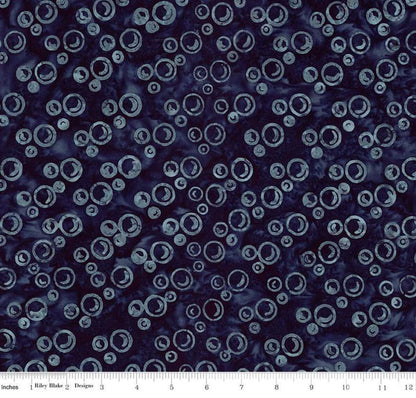 Riley Blake - Expressions Batiks Radiant Flourish Midnight - Hand Dyed Batik Quilting fabric by the half yard BT23384-299