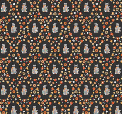 Riley Blake - Haunted Adventure - Spooky Kitties - Charcoal - C13112 - Fabric by the half yard
