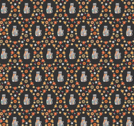 Riley Blake - Haunted Adventure - Spooky Kitties - Charcoal - C13112 - Fabric by the half yard