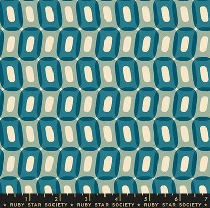Ruby Star Society - To and Fro Ooos - Teal by Rashida Coleman Hale - Quilting Fabric by the half yard