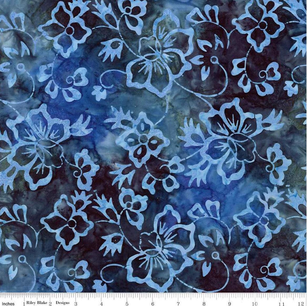 Riley Blake - Expressions Batiks Radiant Flourish Peacock - Hand Dyed Batik Quilting fabric by the half yard BT23384-306