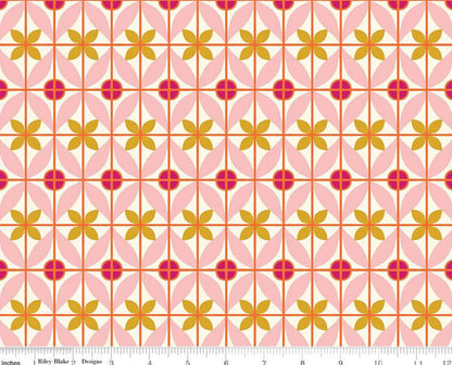 Riley Blake - Eden Tile - Cream Pink - C12922 Geometric Quilting Cotton by the HALF Yard