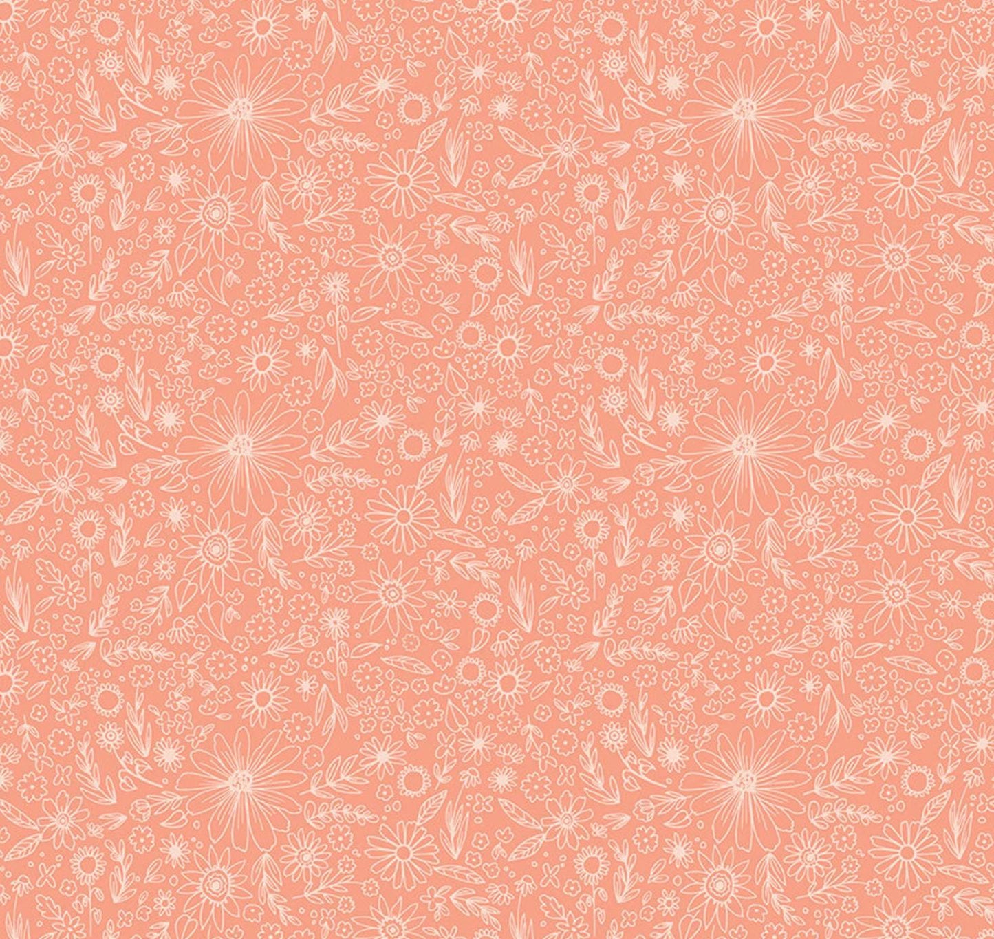 Riley Blake - Homemade - Coral Floral Outline - C13722 - Quilting Fabric by the Half Yard