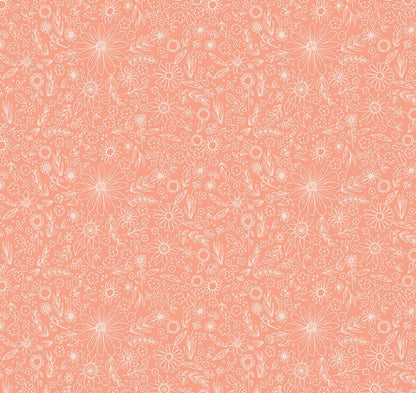 Riley Blake - Homemade - Coral Floral Outline - C13722 - Quilting Fabric by the Half Yard