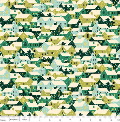 Liberty Fabrics - Festive Fair - Snowy Rooftops - A - 100% Quilting Cotton Fabric by the half yard